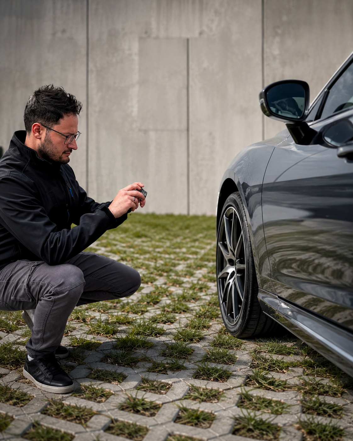 Fotodokumentation eines beschädigten Fahrzeugs